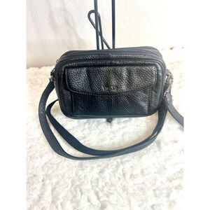 Vidlea men's handbag genuine leather crossbody shoulder messenger bag in black